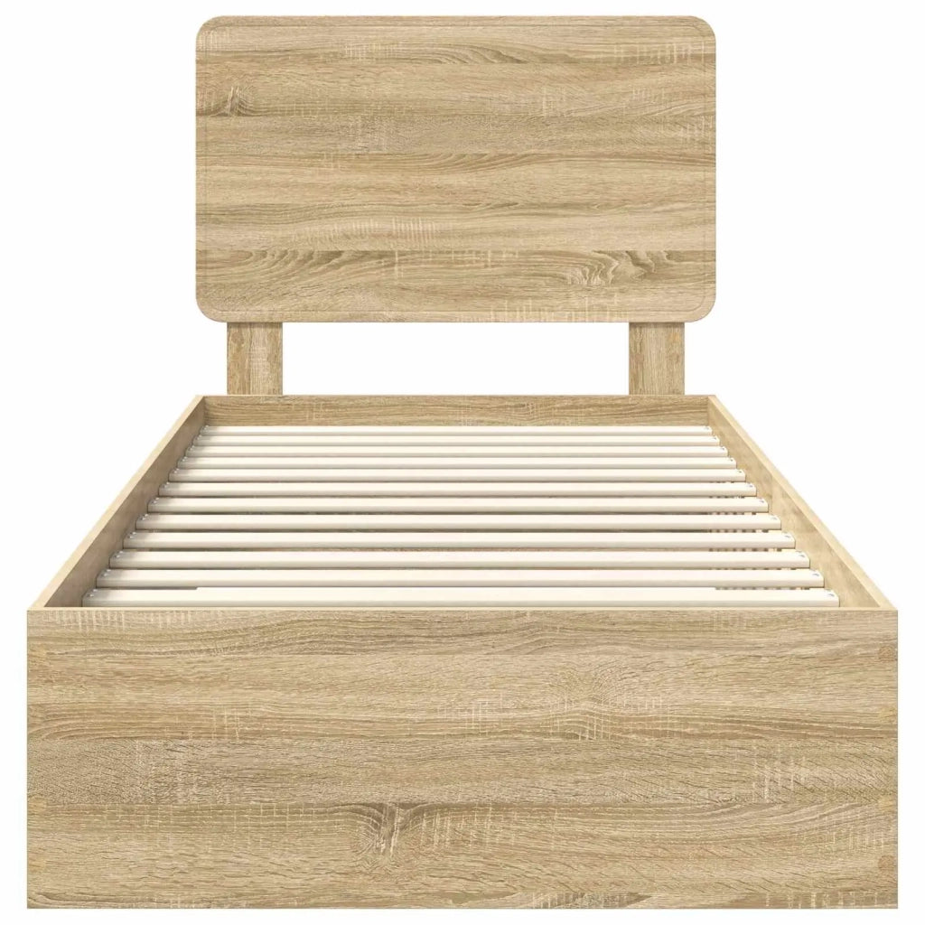 Struttura del letto con testiera Rovere Sonoma 100 x 200 cm 3412821