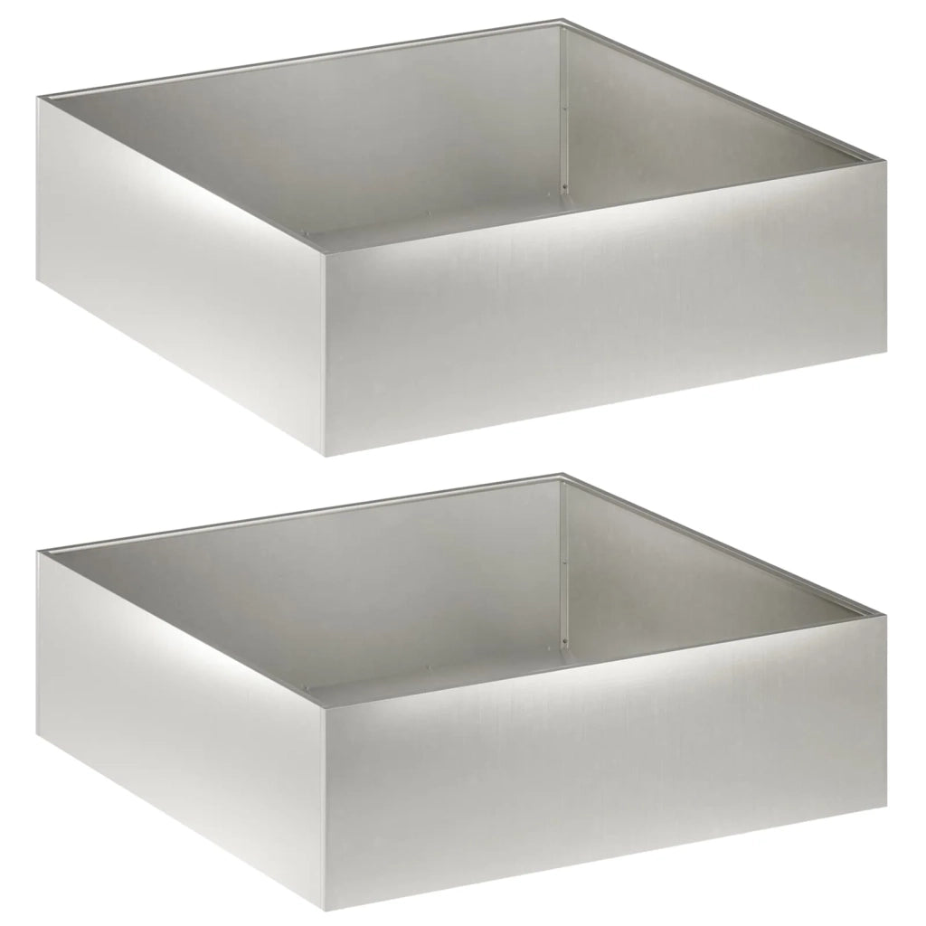 Vaso da giardino 2 pz Argento 80 x 80 x 30 cm Acciaio Inox 8005073