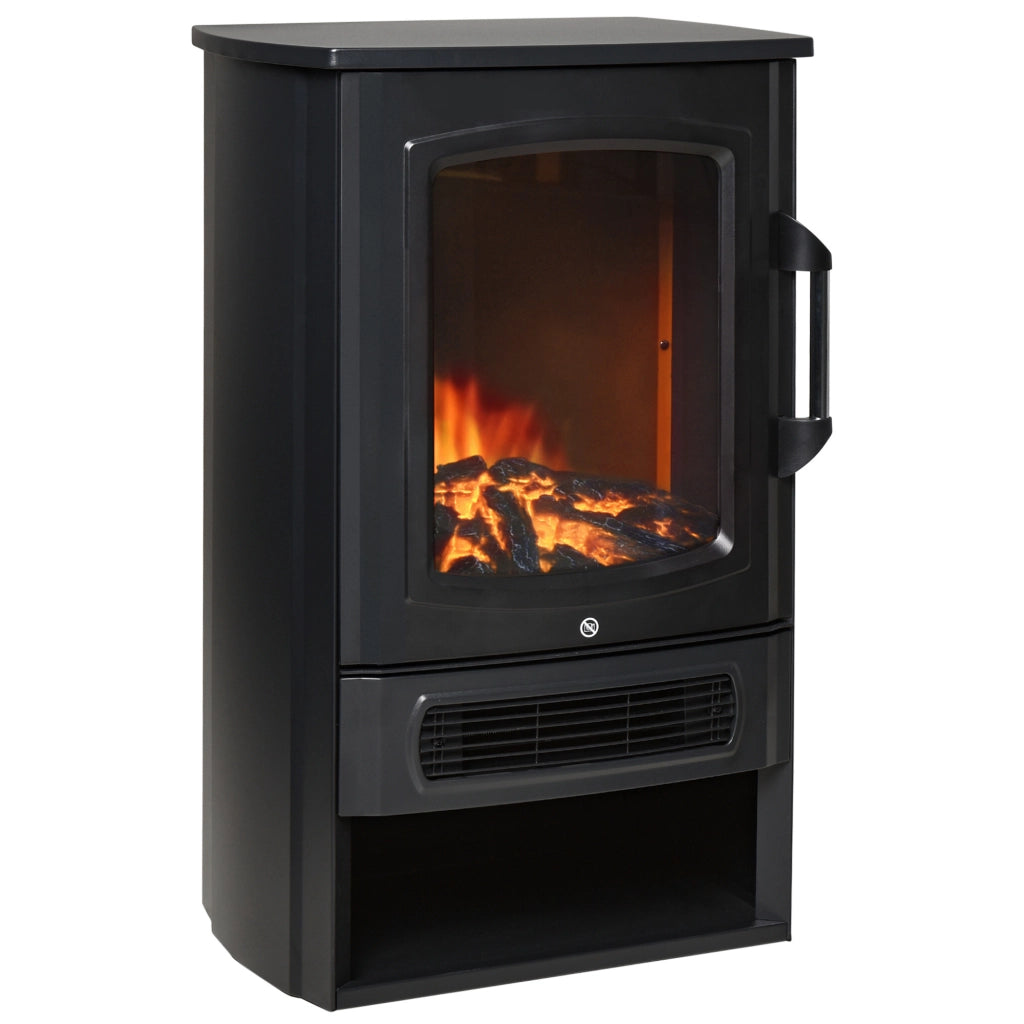 CAMINO ELETTRICO freestanding 44,5x32,1x74 cm nero vetro e metallo