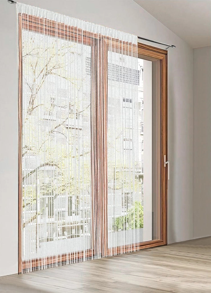 Tenda a Fili Elegante Per Porte Finestre Pannello 140x290 Cm Divisorio Camere Stanze Ambienti Bianco