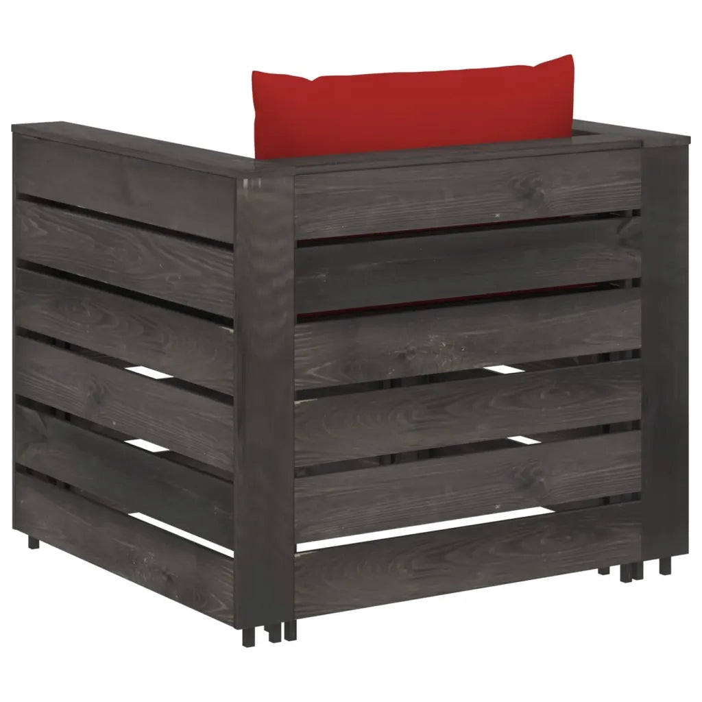 Set Salotto da Giardino 2pz | Set di Mobili da Esterno con Cuscini Legno Impregnato Grigio