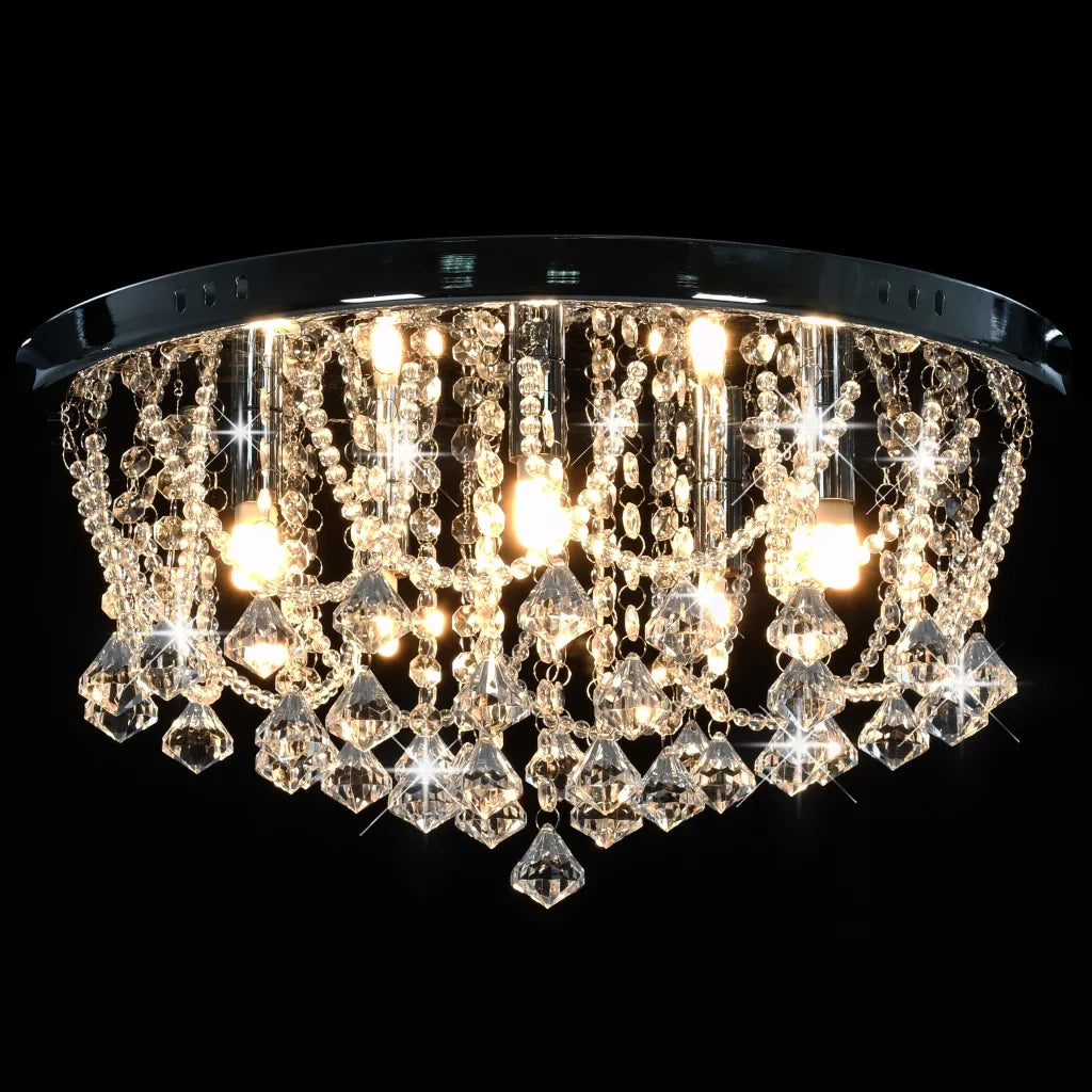 Plafoniera rotonda con 4 lampadine G9 design moderno per camera da letto o soggiorno 45 x 22 cm metallo argentato 02_0046397