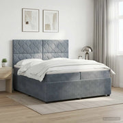 Letto Box Spring LED con Materasso Grigio Scuro 200 x 200 cm 3456144