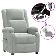 Poltrona | Sedia Relax Elettrica Reclinabile Grigio Chiaro in Vera Pelle