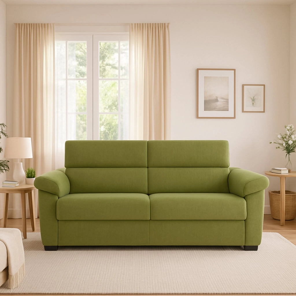Seui, Divano Letto 2 Posti Sfoderabile Made in Italy, 185x95 cm Verde