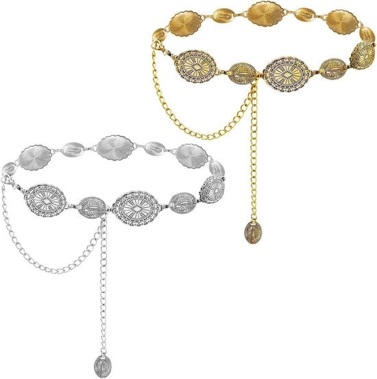 Set di catene da camicia adattabili per abiti - Set di 2 - Argento e oro - Adatto per jeans, camicie e giacche - Catena da camicia con chiusura - S-M-L-XL