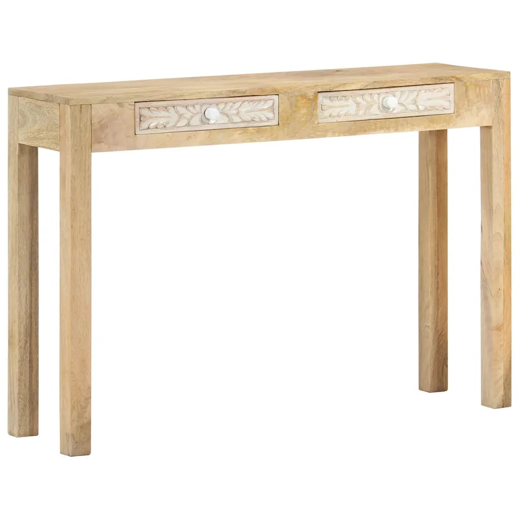 Tavolo Consolle 110x30x75 cm Legno Massello Sbiancato di Mango