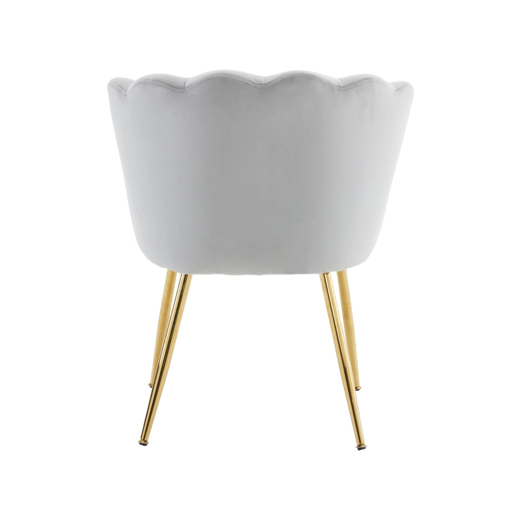 Poltrona con Cuscino a Farfalla e Schienale a Petalo, Design Ergonomico, Gambe in Metallo Dorato, Velluto Grigio 62 × 54 × 43 cm