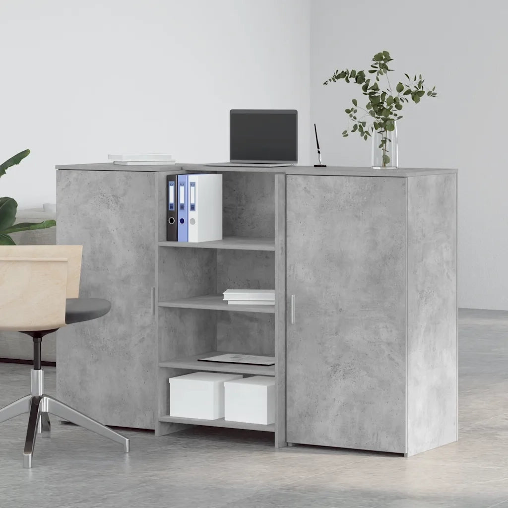 vidaXL Banco Reception Grigio Cemento 155x50x103,5cm Legno Multistrato