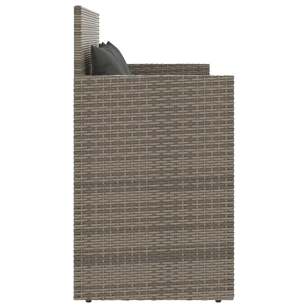 Panca da Giardino con Cuscini-Sgabello-Panca da esterno Grigia in Polyrattan 567704