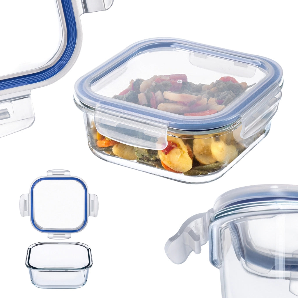 Contenitore per alimenti in vetro KADAX da 1100 ml con coperchio, ideale per il pranzo.