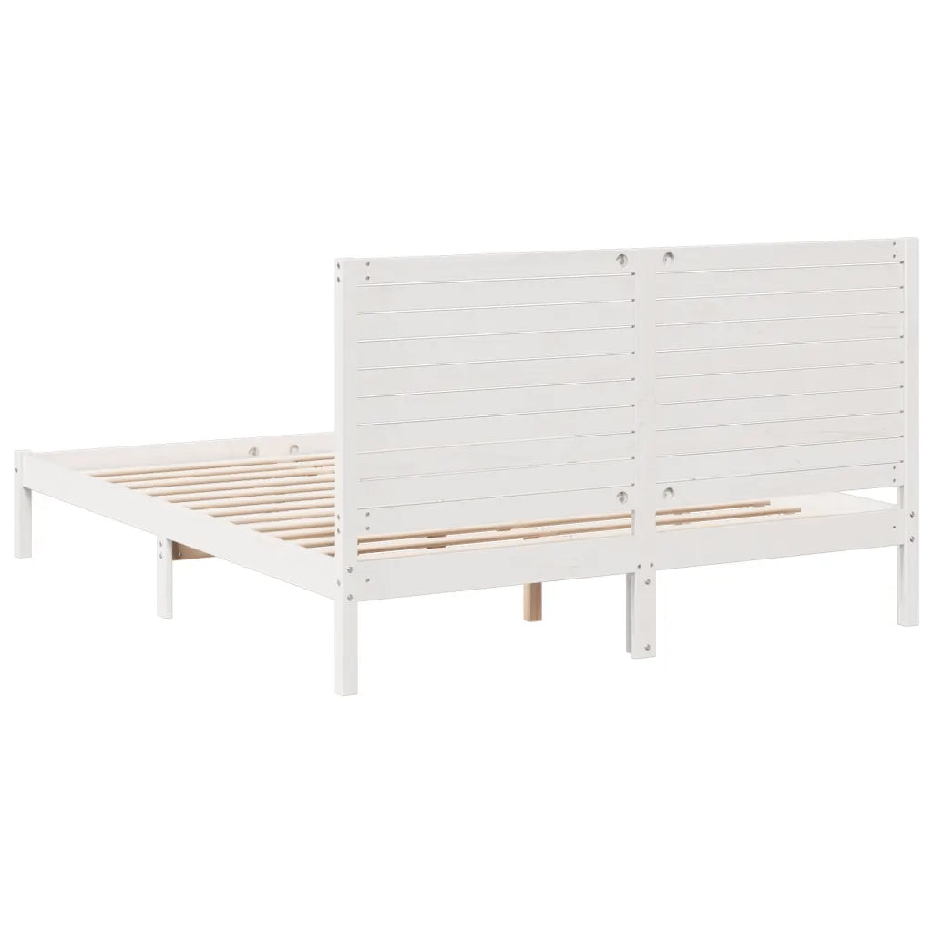 Letto matrimoniale | Letto per adulti | Giroletto Extra Lungo senza Materasso Bianco 160x220cm Massello