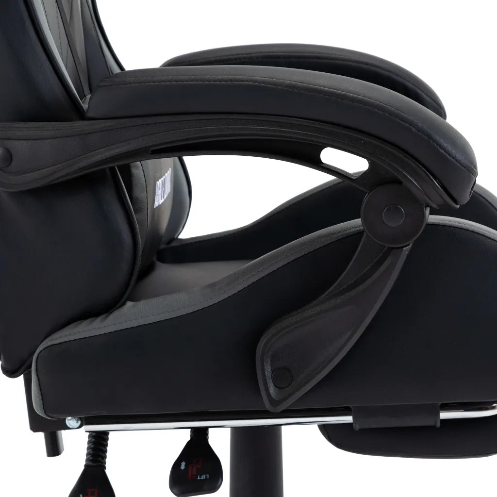 Sedia da Gaming con Poggiapiedi Grigia e Nera in Similpelle 287990