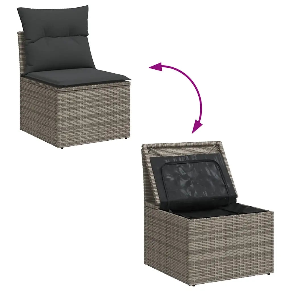Set Divano da Giardino 6 pz con Cuscini Grigio in Polyrattan 3325276