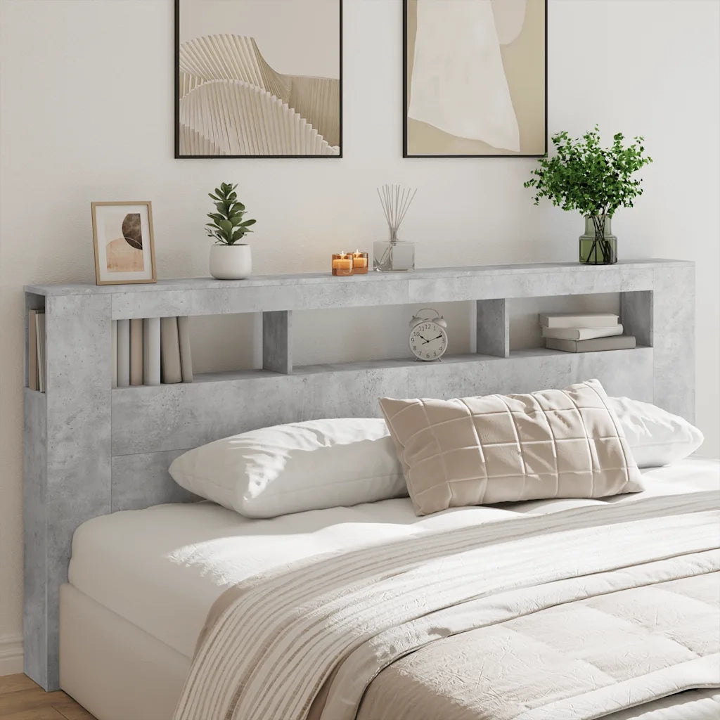Testiera | Testata LED Grigio Cemento 220x18,5x103,5 cm Legno Multistrato