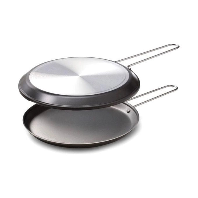 Accademia Mugnano FIGRF24 Fuoco e Idee Girafrittata Doppia 24 cm Alluminio Antiaderente Fondo Inox Induzione colore Nero