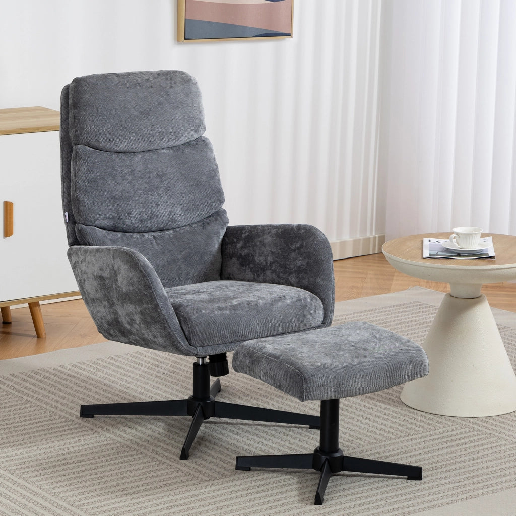 Poltrona relax con poggiapiedi, schienale alto, base metallo ¨C zephmum ¨C Grigio