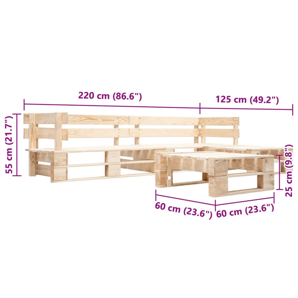 Set Divani da Giardino con Pallet 4 pz Naturale in Legno 277490