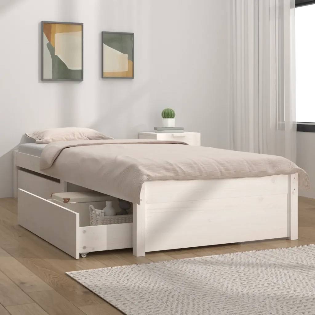 Giroletto Bianco con Cassetti 90x190 cm Single