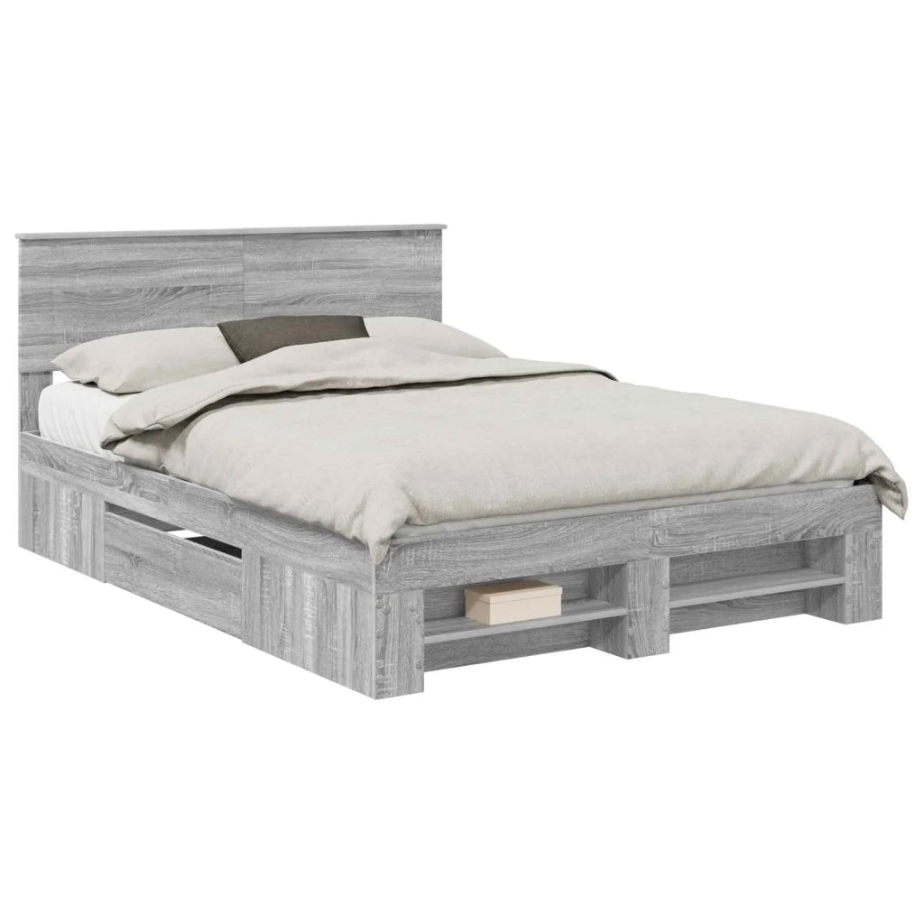 Struttura del letto con testiera Grigio Sonoma 140 x 200 cm