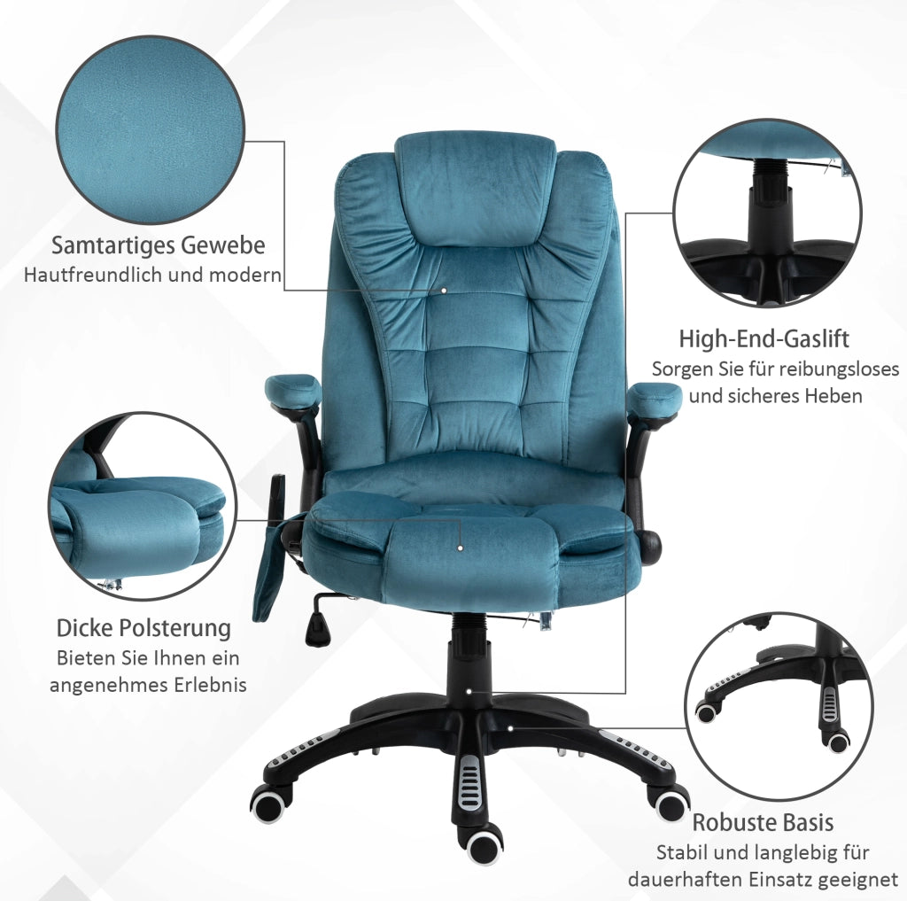 Sedia da ufficio blu con massaggio e calore