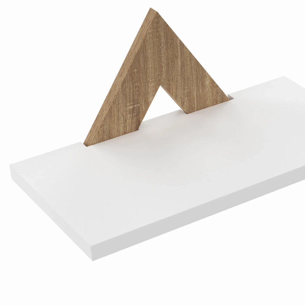IDMarket - Set di 3 mensole a muro IRIS in faggio e bianco