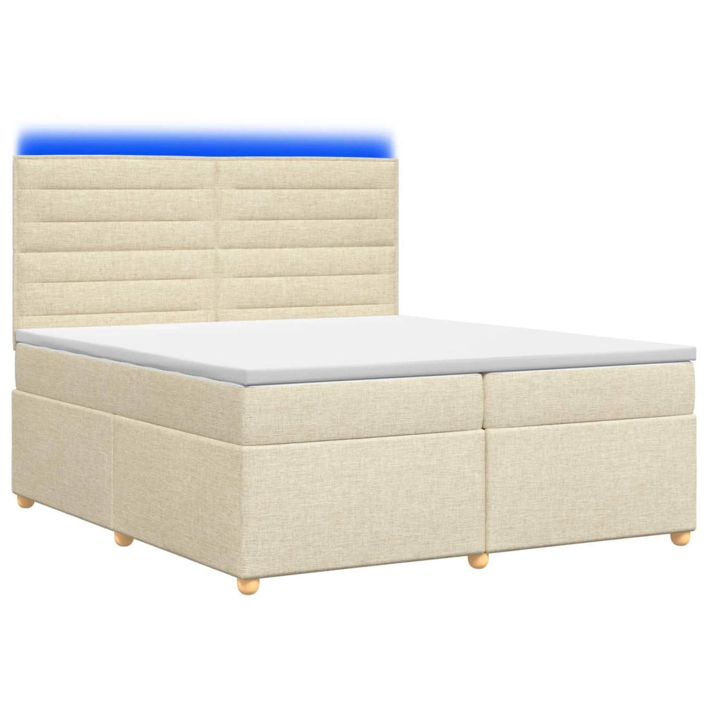 Letto box spring con materasso Crema 200 x 200 cm Tessuto 3455425