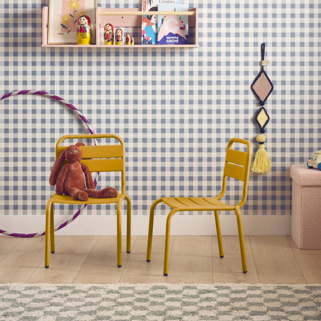Set di 2 sedie in metallo per bambini, giallo