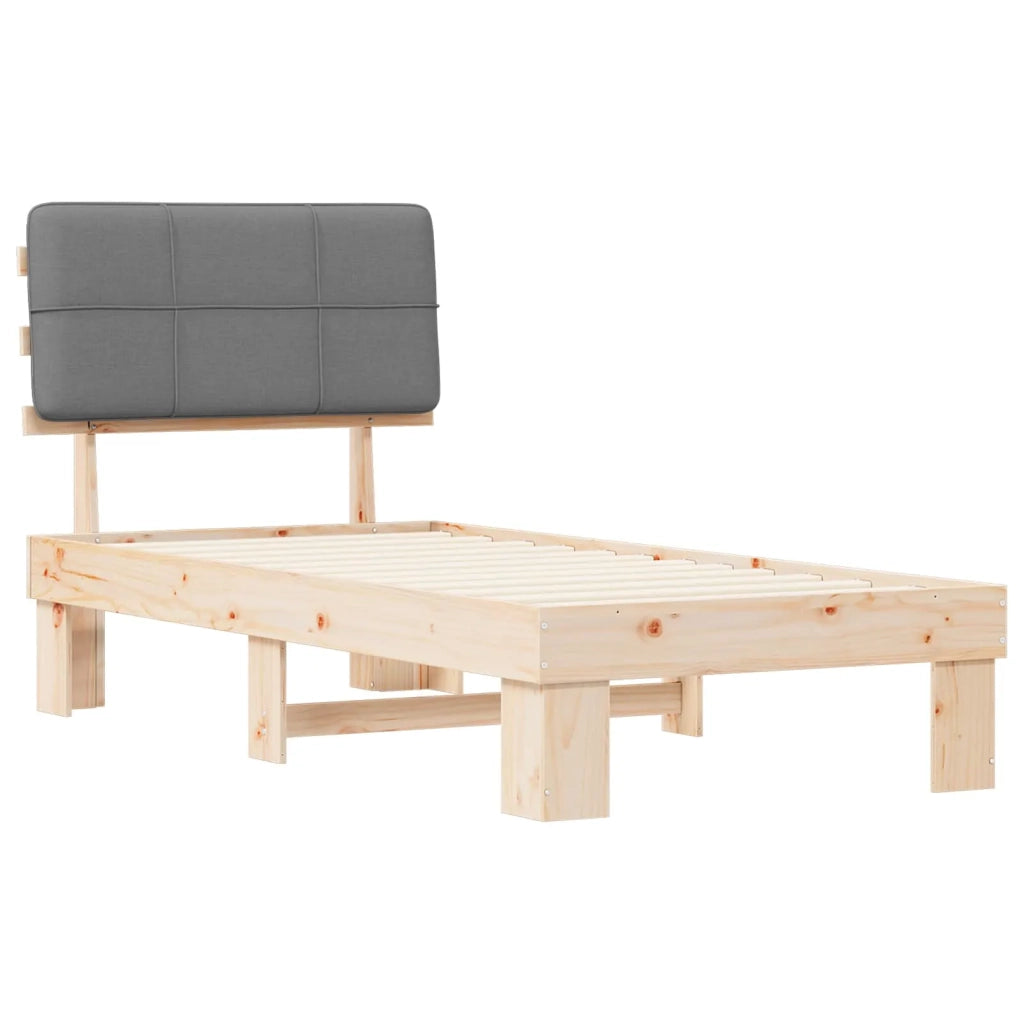Letto con Testiera Rivestita Grigio chiaro 80 x 200 cm