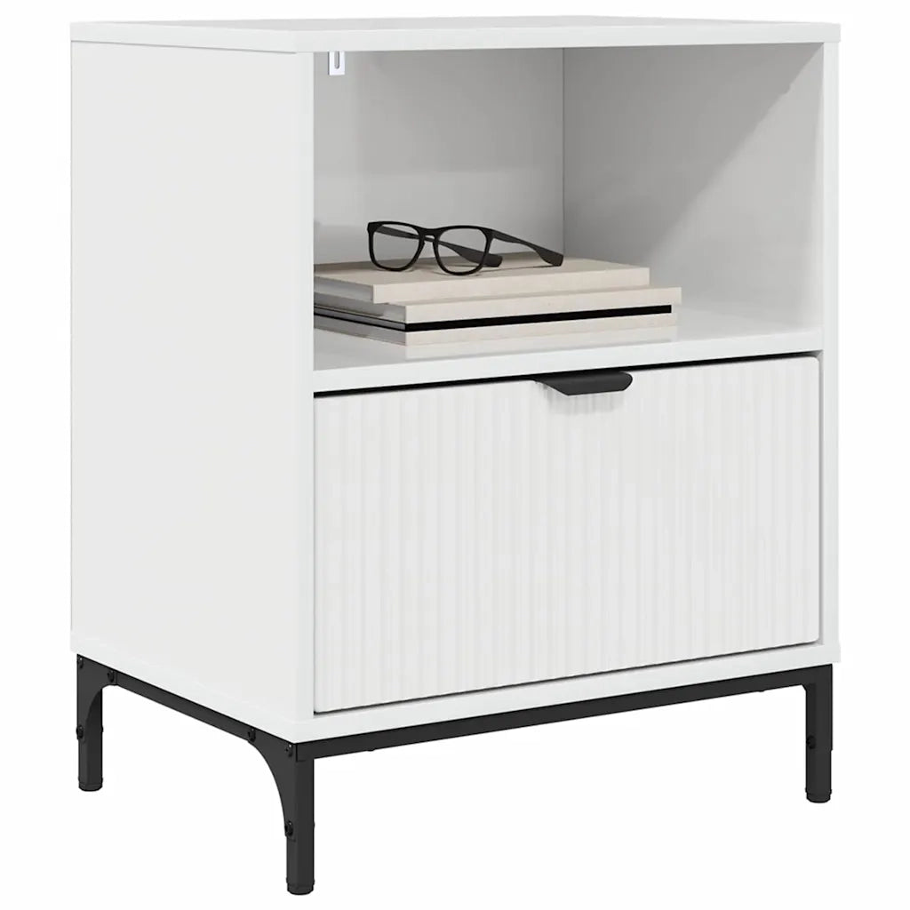 Comodini 2 pz-Set di 2 Tavolino da notte Bianco lucido 49 x 36 x 61 cm Legno multistrato