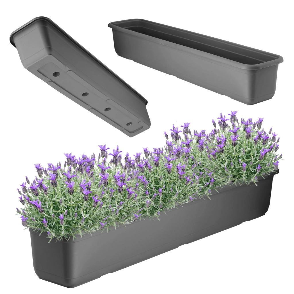 Vaso da fiori KADAX per balcone, 80 cm, con base oblunga