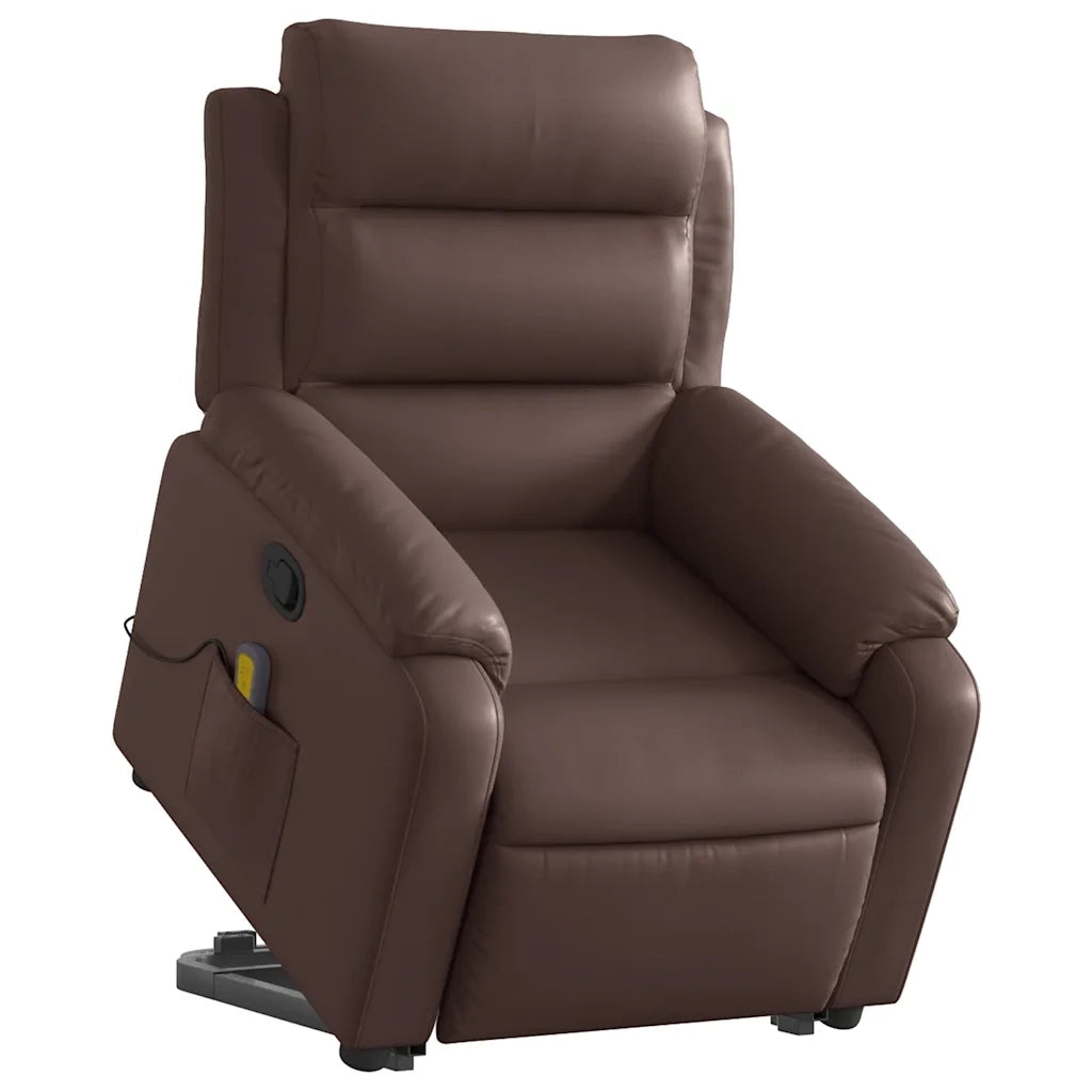 Poltrona Alzapersona Reclinabile Massaggio Marrone Similpelle 3205051