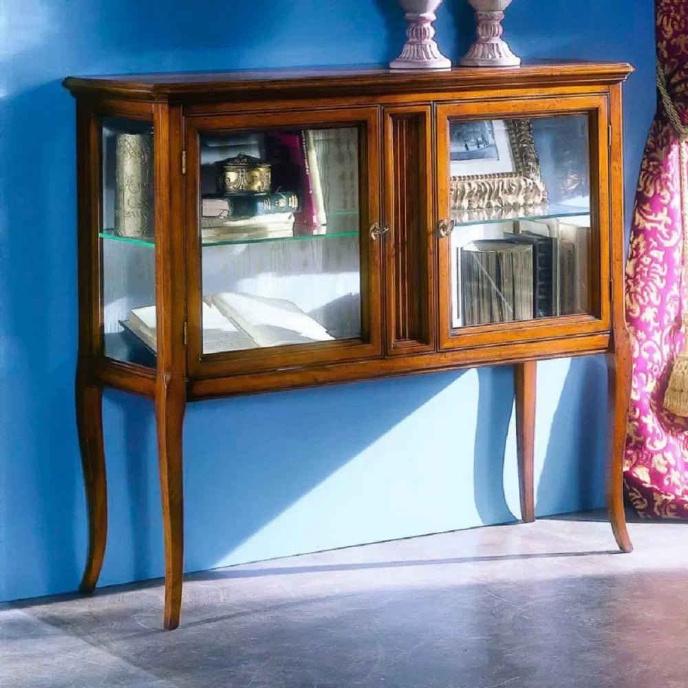 Vetrina classica in legno 2 porte finitura bassano l.110 p.40 h.100 - Mobili 2G
