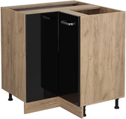 Mobile ad angolo cucina R-Line, Nero lucido, 75.6 cm senza piano di lavoro, per la libera combinazione all'interno di sistemi cucina modulari