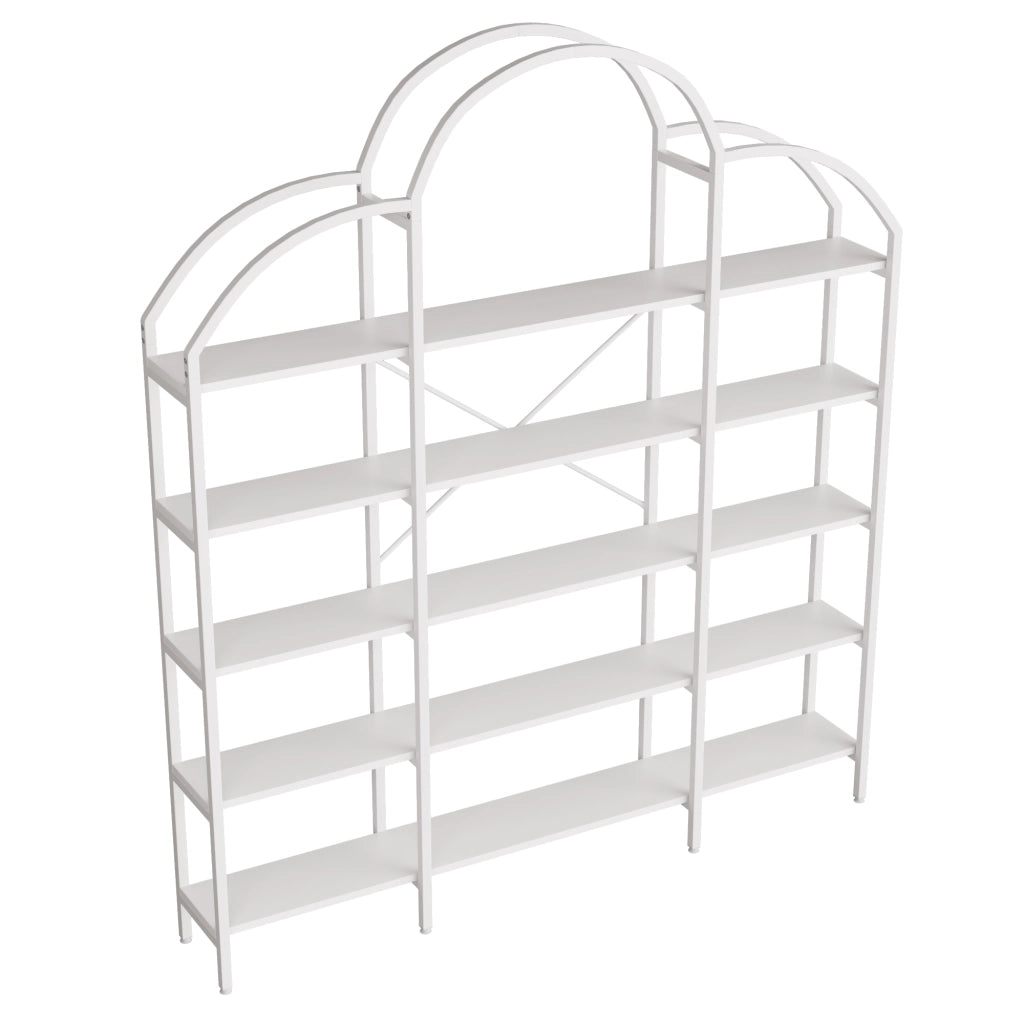 Libreria a 5 ripiani 170 x 26 x 190 cm in MDF e metallo, bianco, stile moderno con decorazione a forma di nuvola