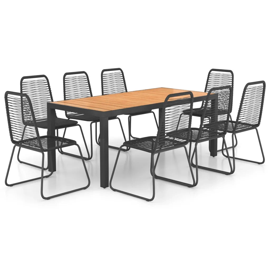 Set da Pranzo da Giardino 9 pz in Rattan PVC Nero e Marronecod mxl 117885