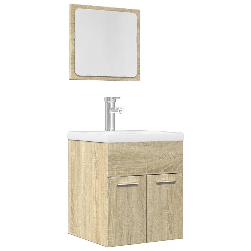 Set Mobili da Bagno | Armadio da bagno 2 pz Rovere Sonoma in Legno Multistrato
