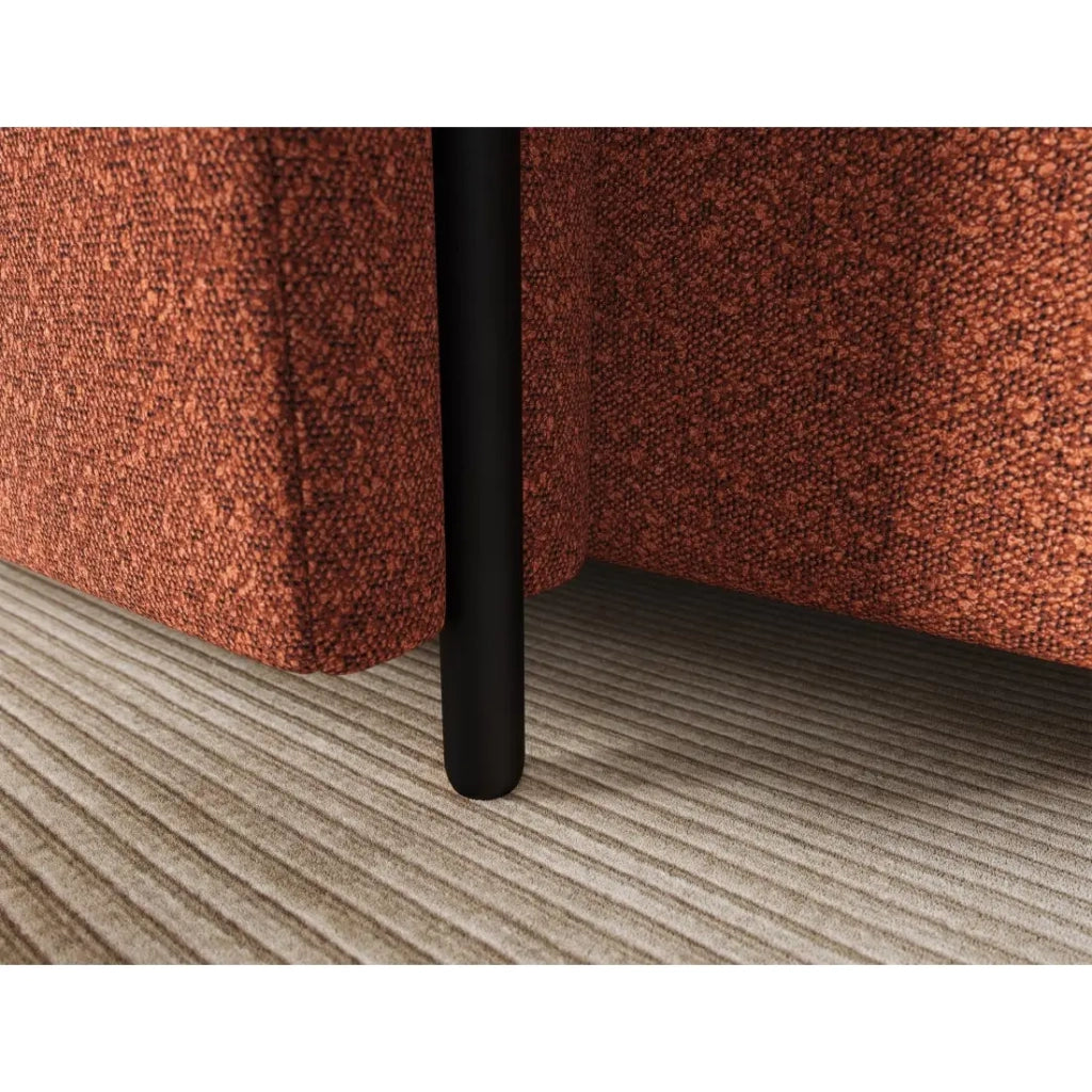 Divano angolare convertibile ARVESSA terracotta bouclette – Angolo sinistro con contenitore