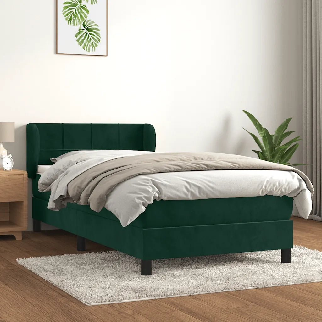 Giroletto a Molle con Materasso Verde Scuro 80x200 cm Vellutocod mxl 98119