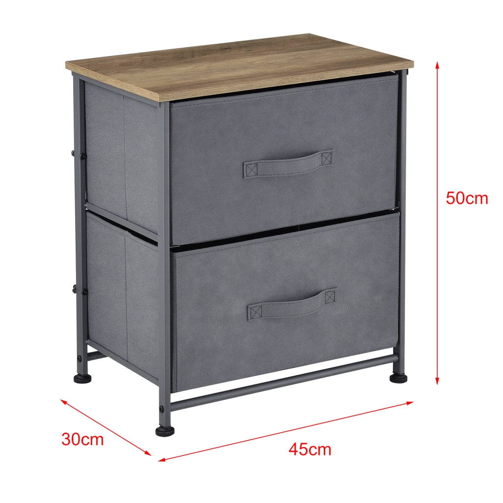 Comodino con 2 Cassetti in Tessuto Grigio scuro pro.tec