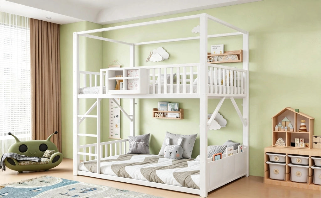 letto a castello metallo bianco 96 x 204 cm