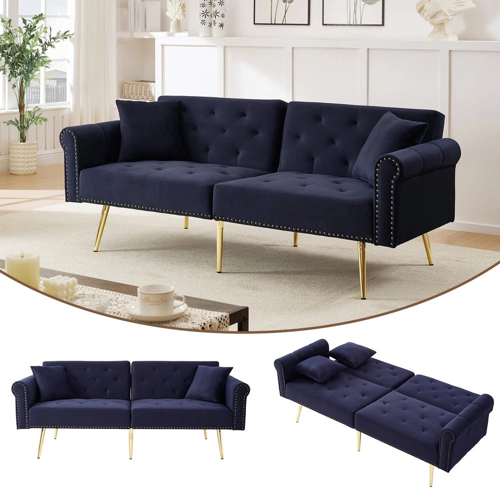 Divano letto 2 posti ¨C Minimal ¨C Velluto, struttura in metallo, 140x90cm