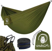 Hangmat opvougbile per camping - 275 x 140 cm - ademabile e rapido asciugamento - realizzato con 210T nylon spinning parachutamateriale - incluso 2 ganci premium e 2 lacci in nylon - per esterno e interno in giardino.