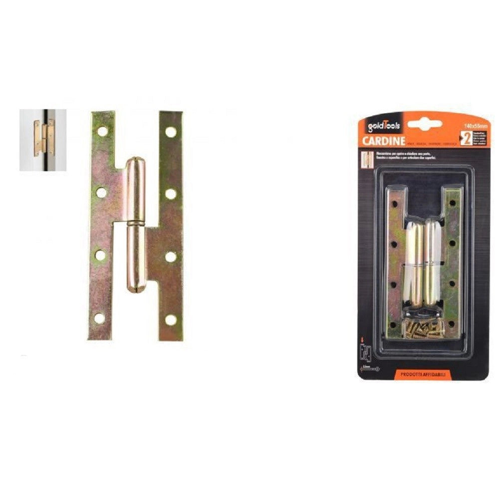 Trade Shop - Coppia Cerniere Cerniera A H Cardine Per Porta Finestra 140x55x2.5mm Viti 91159 -