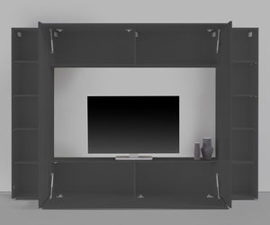 Parete Attrezzata Soggiorno 260x30x180 cm Maruska n°2 Grigio Antracite Opaco