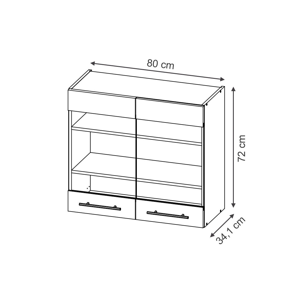 Vicco Mobile da cucina in vetro Grigio scuro 80 cm