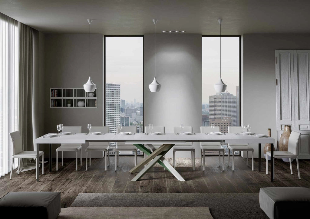 Tavolo Allungabile 140-400x90x77 cm Volantis Bianco Frassino Telaio 4A