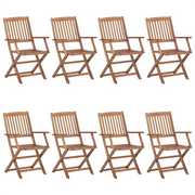 Sedie da Giardino Pieghevoli 8 pz con Cuscini Massello Acacia 3074992