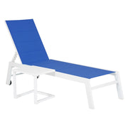 Set di lettino eTavolino BARBADOS in textilene blu - alluminio bianco