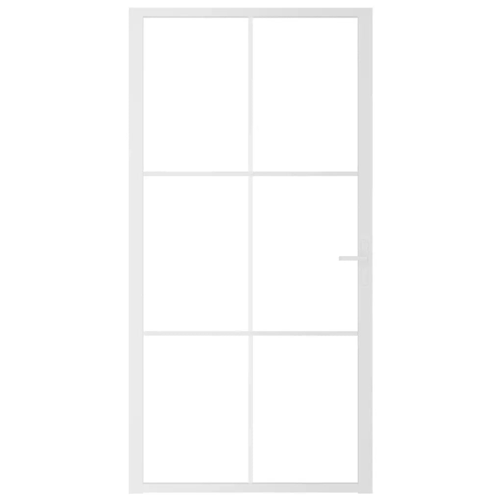 Porta Interna 102,5x201,5 cm Bianca in Vetro ESG e Alluminio 350575